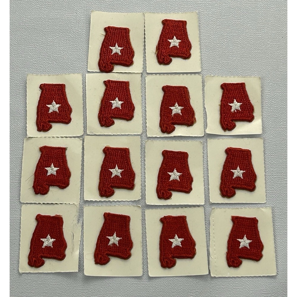 Vintage NOS Alabama State Embroidered Patches Red White Star Lot of 14 Applique